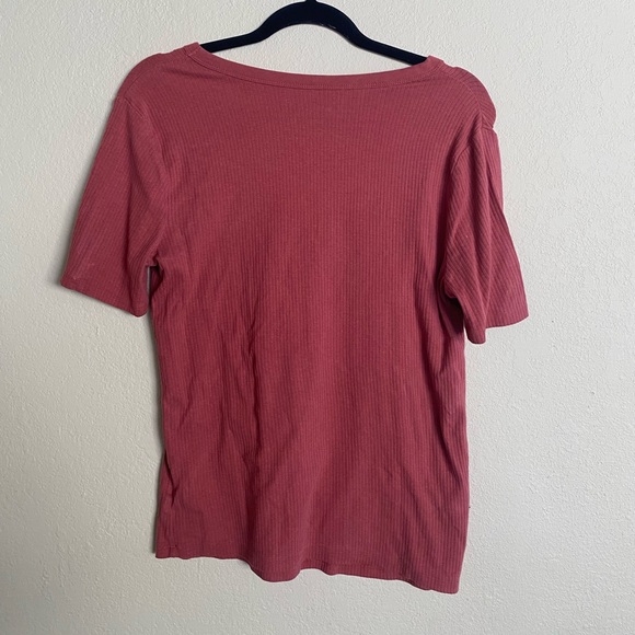 Pink Ribbed Fitted T Shirt - Picture 2 of 4